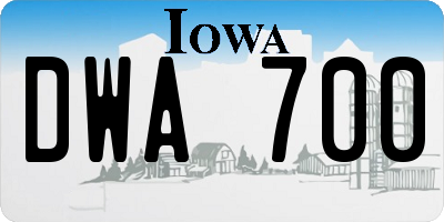 IA license plate DWA700
