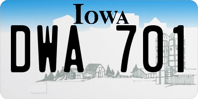 IA license plate DWA701