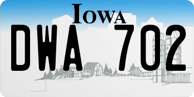 IA license plate DWA702