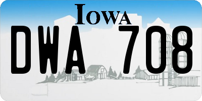 IA license plate DWA708