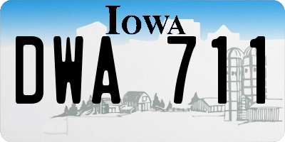 IA license plate DWA711