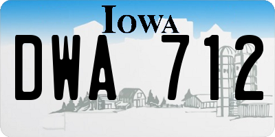 IA license plate DWA712