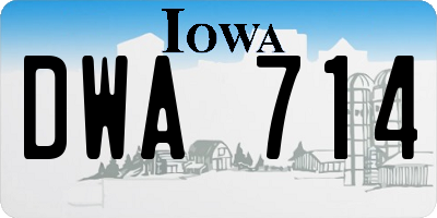 IA license plate DWA714