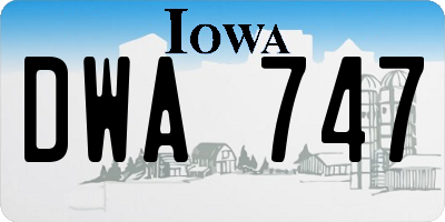 IA license plate DWA747