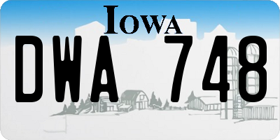 IA license plate DWA748