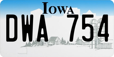 IA license plate DWA754