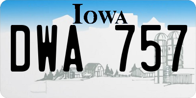 IA license plate DWA757