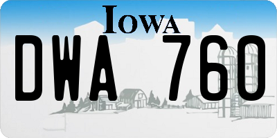 IA license plate DWA760
