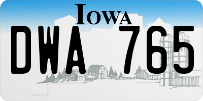 IA license plate DWA765