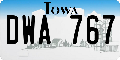 IA license plate DWA767