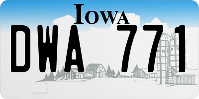 IA license plate DWA771