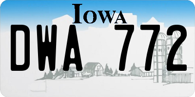 IA license plate DWA772