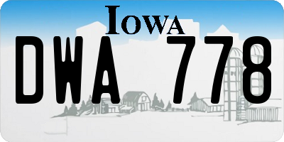 IA license plate DWA778
