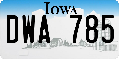 IA license plate DWA785