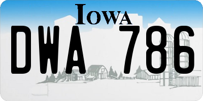 IA license plate DWA786