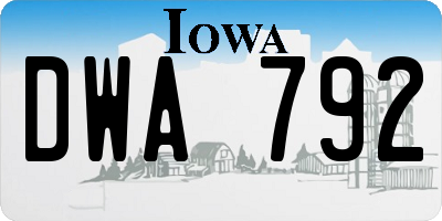 IA license plate DWA792