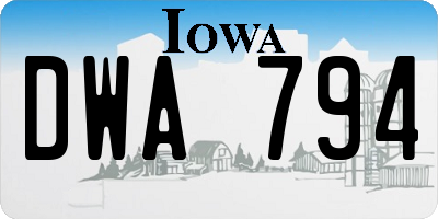 IA license plate DWA794