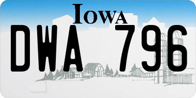 IA license plate DWA796