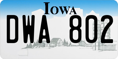 IA license plate DWA802