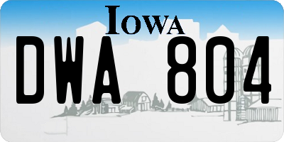 IA license plate DWA804