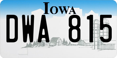 IA license plate DWA815