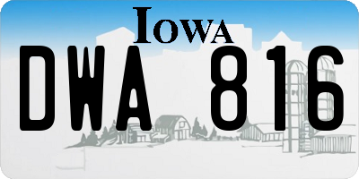 IA license plate DWA816