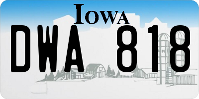 IA license plate DWA818