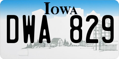 IA license plate DWA829
