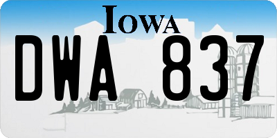 IA license plate DWA837