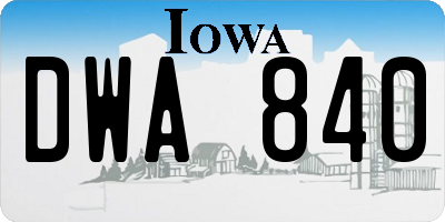 IA license plate DWA840