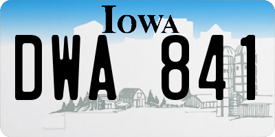 IA license plate DWA841