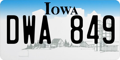 IA license plate DWA849