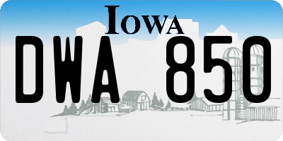 IA license plate DWA850