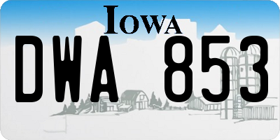 IA license plate DWA853