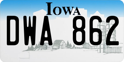 IA license plate DWA862