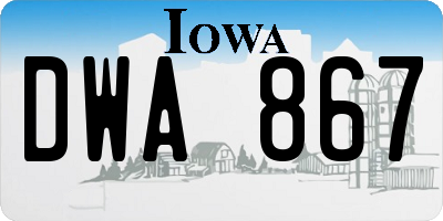 IA license plate DWA867