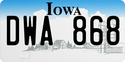 IA license plate DWA868