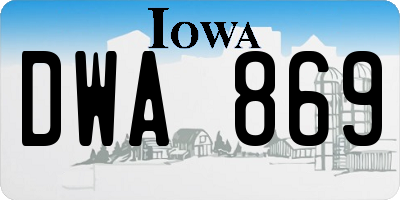 IA license plate DWA869