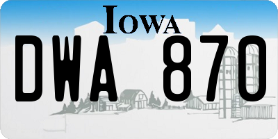 IA license plate DWA870