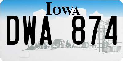IA license plate DWA874