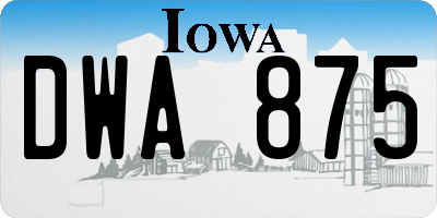 IA license plate DWA875