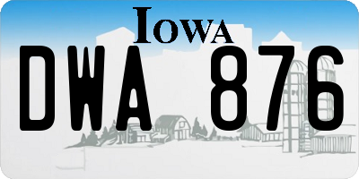 IA license plate DWA876