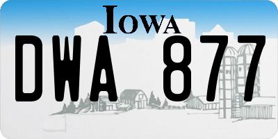 IA license plate DWA877