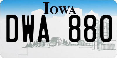 IA license plate DWA880