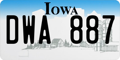 IA license plate DWA887