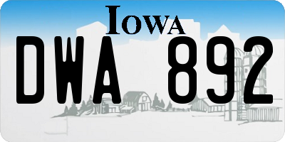 IA license plate DWA892