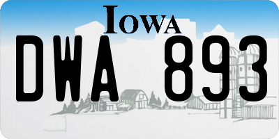 IA license plate DWA893