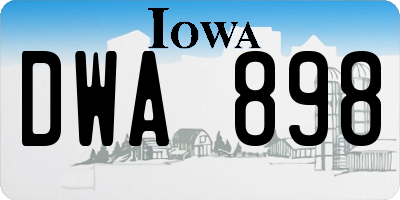 IA license plate DWA898