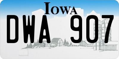 IA license plate DWA907