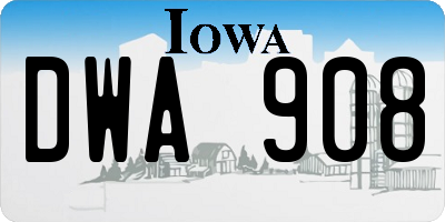 IA license plate DWA908